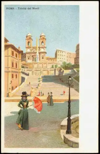 Cartoline Rom Roma ROMA Trinità dei Monti (Künstlerkarte) 1910