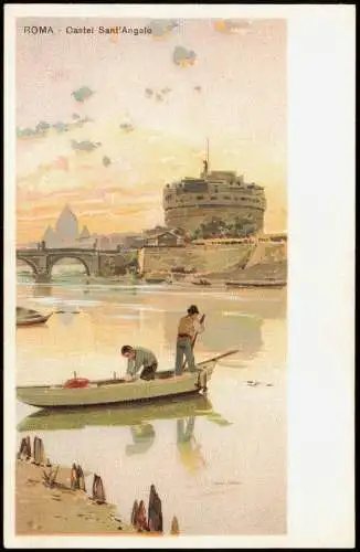 Cartoline Rom Roma Künstlerkarte Engelsburg (Castel Sant' Angelo) 1910