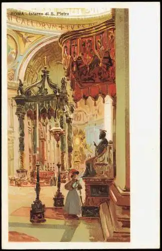 Postcard Vatikanstadt Rom Interno di S. Pietro (Künstlerkarte) 1910