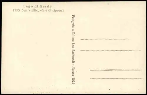 Cartoline Garda San Vigilio viale di cipressi Lago di Garda Gardasee 1924