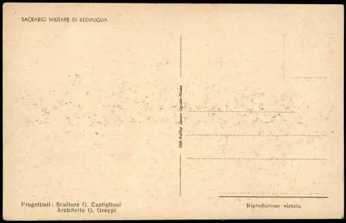 .Italien Italia SACRARIO MILITARE DI REDIPUGLIA Italien Militär-Denkmal 1920