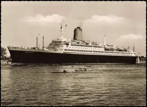 Ansichtskarte  Schiff TS Bremen Flagschiff Nordd. Lloyd Bremen 1960