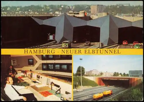 Ansichtskarte St. Pauli-Hamburg Neuer Elbtunnel 3 Bild mit Kontrollraum 1979