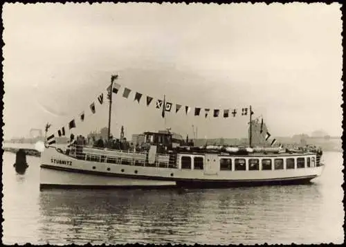 Ansichtskarte Stralsund "Weiße Flotte" Schiff MS Stubitz 1962