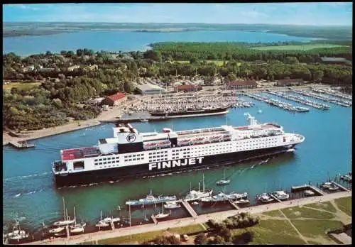 Ansichtskarte Travemünde-Lübeck Luftbild Hafen und Schiff Finnjet 1978