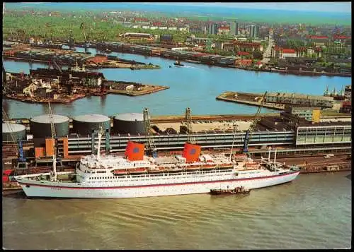 Ansichtskarte Bremerhaven Luftbild Schiff Hapag-Lloyd M/S "Europa 1985