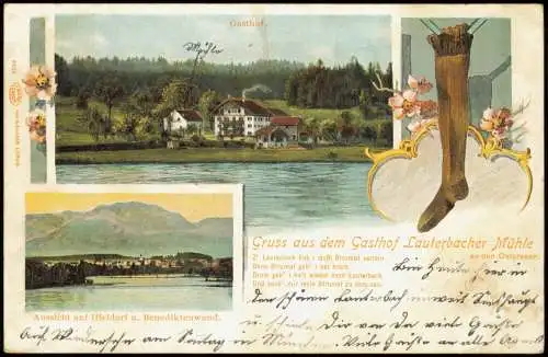 Ansichtskarte Iffeldorf 2 Bild Gasthof Totale Gruss aus 1902  Bayern