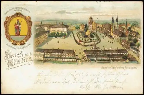 Ansichtskarte Litho AK Altötting Kapellenplatz Stadt Gruss aus 1899   Bayern