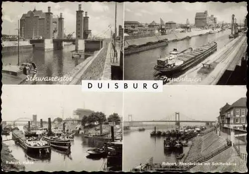 Ansichtskarte Ruhrort-Duisburg 4 Bild Ruhrorterhafen Dampfer Schiffe 1966