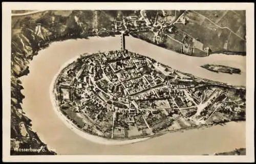 Ansichtskarte Wasserburg am Inn Luftbild aus großer Höhe 1952