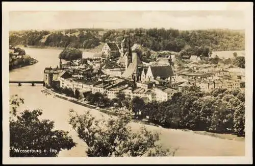 Ansichtskarte Wasserburg am Inn Blick auf die Stadt - Fotokarte 1953