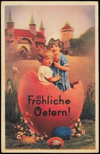 Postcard Krakau Kraków Ostern / Eastern Brama floryanska Kinder 1938