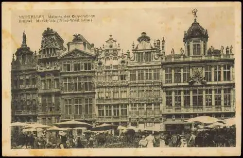 Postkaart Brüssel Bruxelles Marktplatz Nord-West Seite 1915