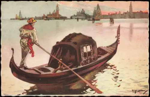 Cartoline Venedig Venezia La Gondola. Gondel 1926