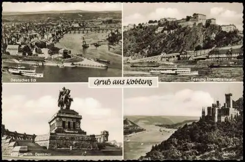 Ansichtskarte Koblenz 4 Bild Rheindampfer Festung Deutsches Eck 1962