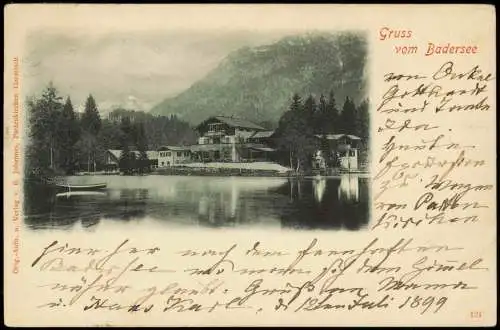 Ansichtskarte Grainau Badersee Hotel 1899