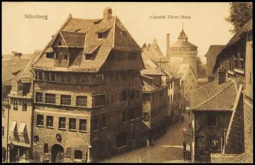 Ansichtskarte Nürnberg Albrecht-Dürer-Haus Straßenpartie 1912