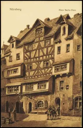 Ansichtskarte Nürnberg Hans Sachs Haus Künstlerkarte 1912