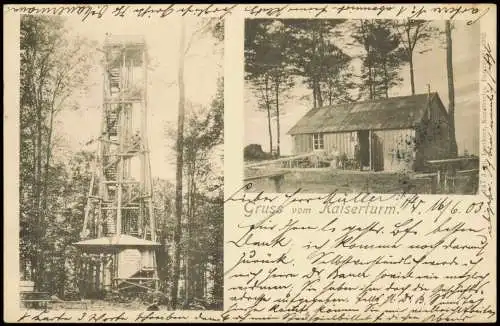 .Baden-Württemberg Gruss vom Kaiserturm im Odenwald, 2-Bild-Karte 1903