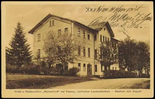 Ansichtskarte Passau Hotel u. Restauration Waldschloß 1926