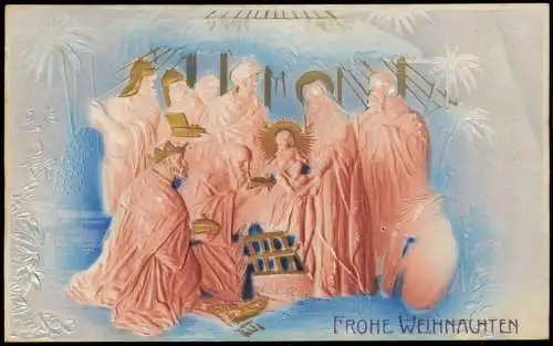 Weihnachten Christmas Jesus Könige Maria Geburt 1911 Goldrand/Prägekarte