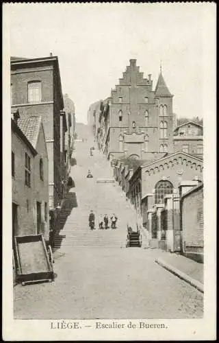 Lüttich Luik Escalier de Bueren. 1917  gel. Feldpost Landsturm Bat. Nürnberg