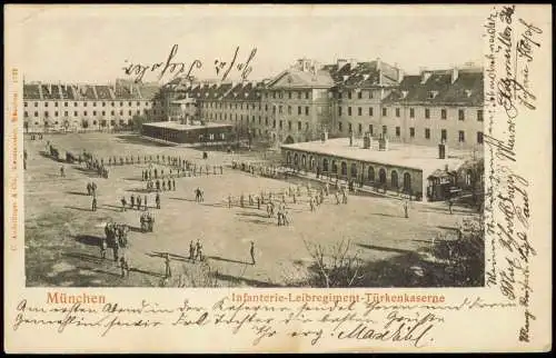 Ansichtskarte München Infanterie Leibregiment Türkenkaserne 1904