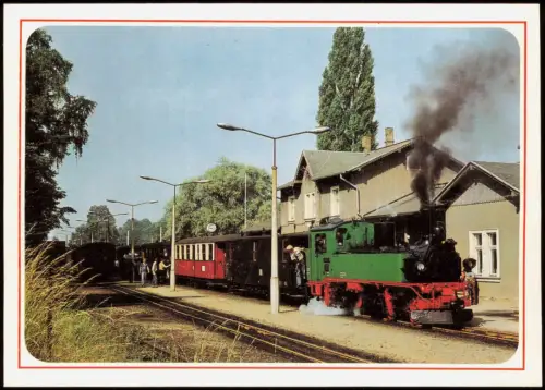 Moritzburg Schmalspurbahn Traditionszug im Bahnhof Lößnitzgrundbahn 1984