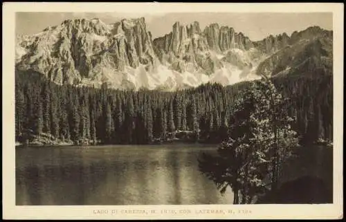 Welschnofen Karersee, Lago di Carezza con Latemar (Berg-Panorama) 1931