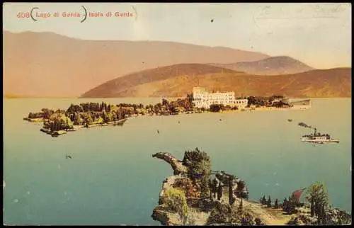 San Felice del Benaco Lago di Garda Isola di Garda, Gardasee   Vogelschau 1910