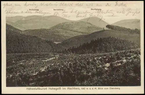 Ansichtskarte Hohegeiß-Braunlage Panorama-Ansicht Blick vom Ebersberg 1929