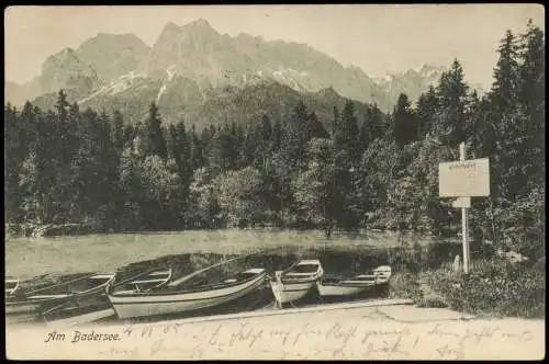 Ansichtskarte Grainau Badersee, Boote 1906