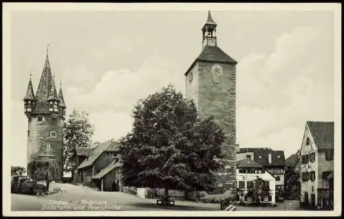 Ansichtskarte Lindau (Bodensee) Diebsturm und Peterskirche 1932