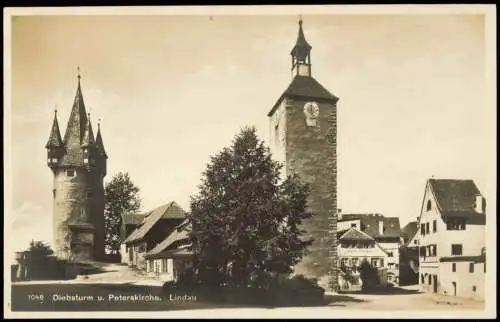 Ansichtskarte Lindau (Bodensee) Diebsturm u. Peterskirche 1931