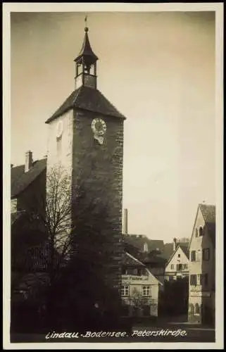 Ansichtskarte Lindau (Bodensee) Peterskirche Straße Fischerei 1932