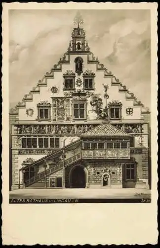 Ansichtskarte Lindau (Bodensee) Altes Rathaus - Bemalung 1956