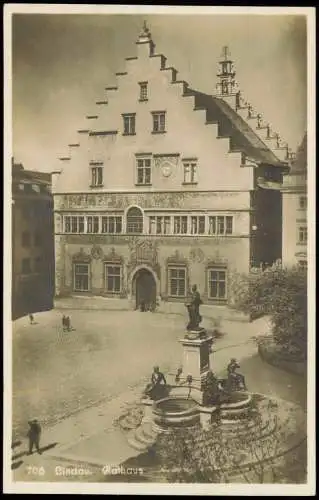 Ansichtskarte Lindau (Bodensee) Altes Rathaus und Brunnen 1928