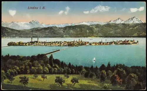 Ansichtskarte Lindau (Bodensee) Panorama-Ansicht 1918