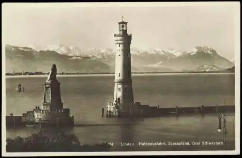 Lindau (Bodensee) Hafenausfahrt, Scesaplana, Drei Schwestern 1931