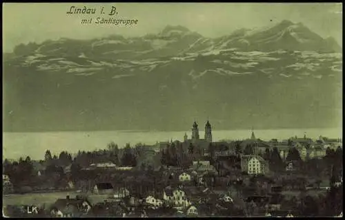 Ansichtskarte Lindau (Bodensee) mit Säntisgruppe Stimmungsbild 1914