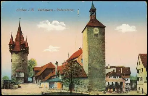 Ansichtskarte Lindau (Bodensee) Diebsturm Petersturm. 1915  Feldpost