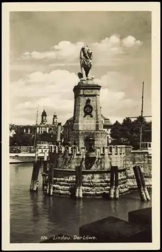 Ansichtskarte Lindau (Bodensee) Der Löwe. Hafen 1940