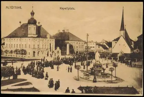 Ansichtskarte Altötting Kapellenplatz belebt 1920