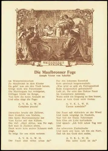 Maulbronn Texte Joseph V. v. Scheffel "Die Maulbronner Fuge" 1980