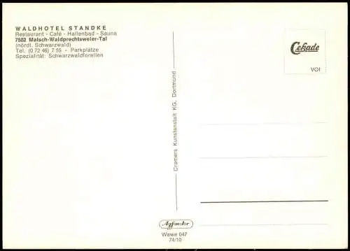 Waldprechtsweier Malsch-Waldprechtsweier-Tal WALDHOTEL STANDKE 1974