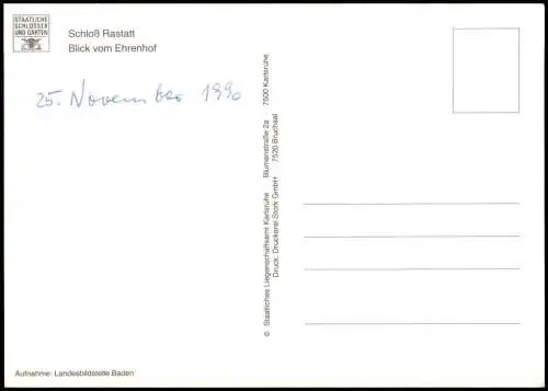 Ansichtskarte Rastatt Schloß Rastatt Blick vom Ehrenhof 1990