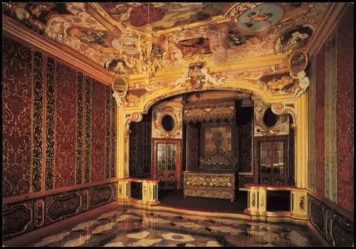 Ansichtskarte Rastatt Schloss Favorite Schlafzimmer der Markgräfin 1980