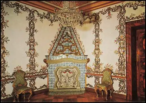 Ansichtskarte Rastatt Schloss Favorite Wohnzimmer der Markgräfin 1988