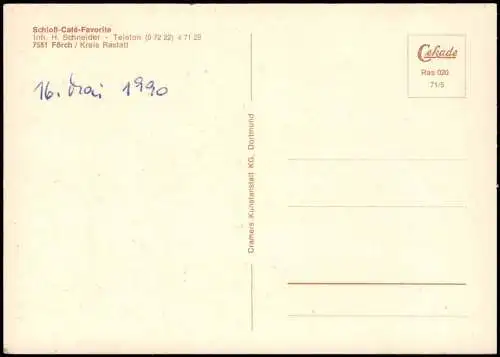 Ansichtskarte Rastatt Schloß-Café-Favorite (Mehrbildkarte) 1990/1971