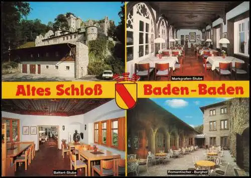 Baden-Baden Schloss (Mehrbild-AK mit Cafe-Restaurant Altes Schloss) 1994/1986